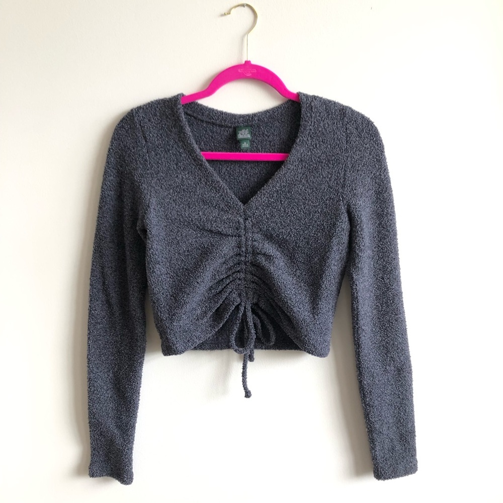SOLD: Cozy Cropped Sweater Top w Tie